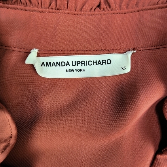 Amanda Uprichard Maroon Alexis Bell Sleeve Mini Dress Size Extra Small - Picture 4 of 8